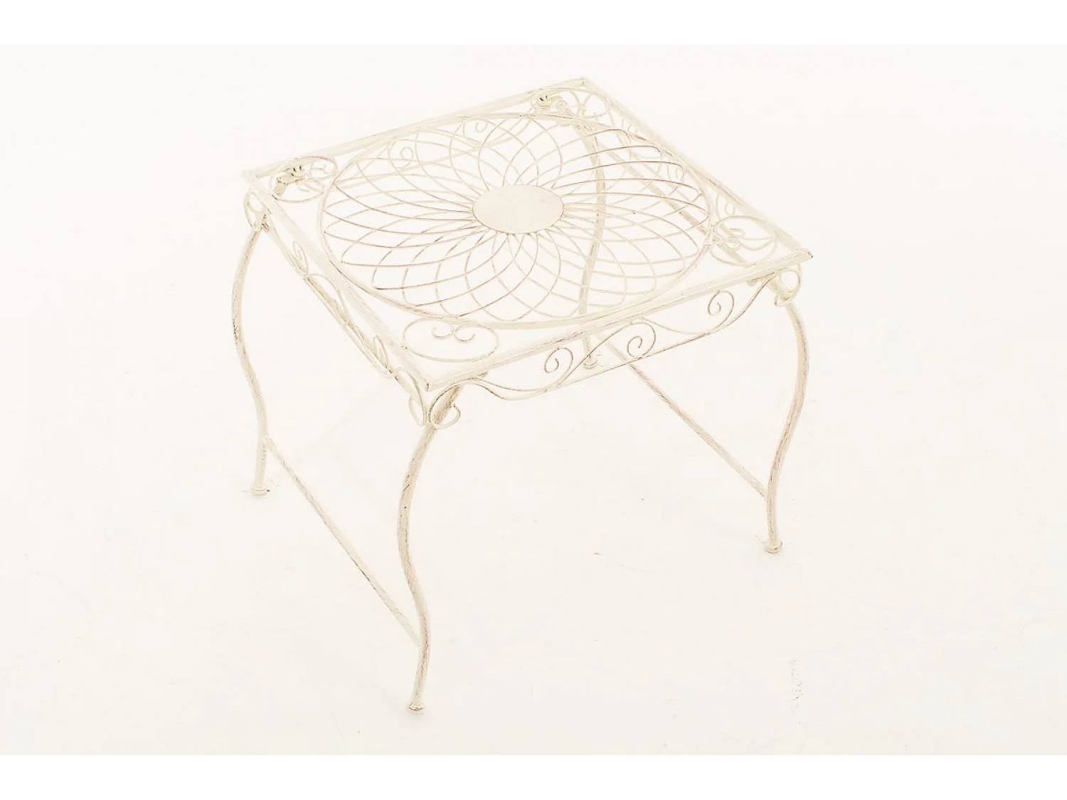 Table d'appoint de jardin - carré - Métal - 49 x 45 cm - Crème antique - Zarina