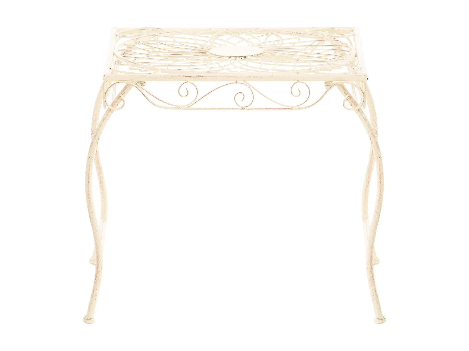 Bijzettafel tuin - vierkant - Metaal - 49 x 45 cm - antiek/creme - Zarina
