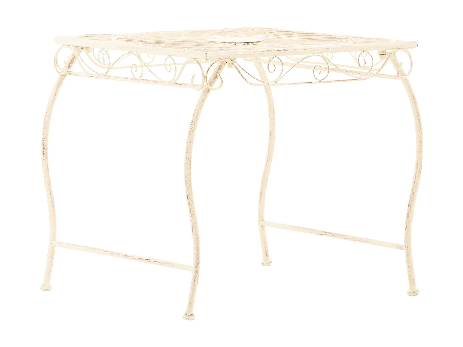 Bijzettafel tuin - vierkant - Metaal - 49 x 45 cm - antiek/creme - Zarina