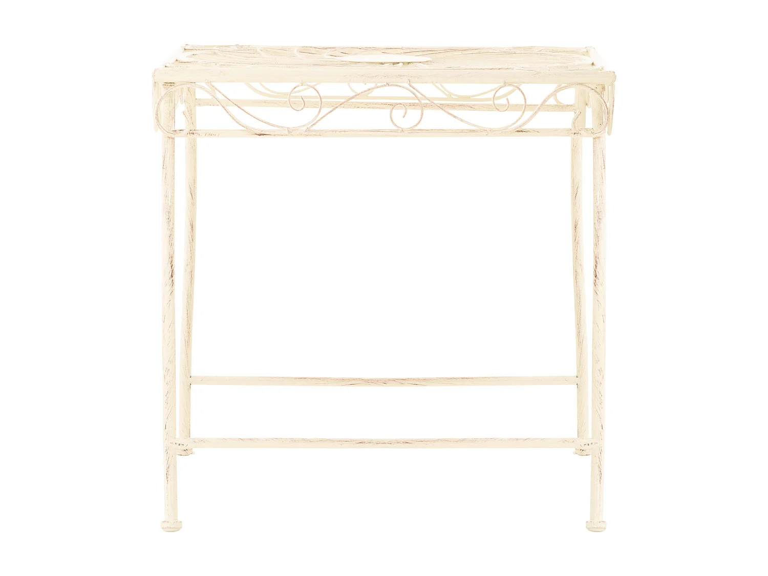 Bijzettafel tuin - vierkant - Metaal - 49 x 45 cm - antiek/creme - Zarina