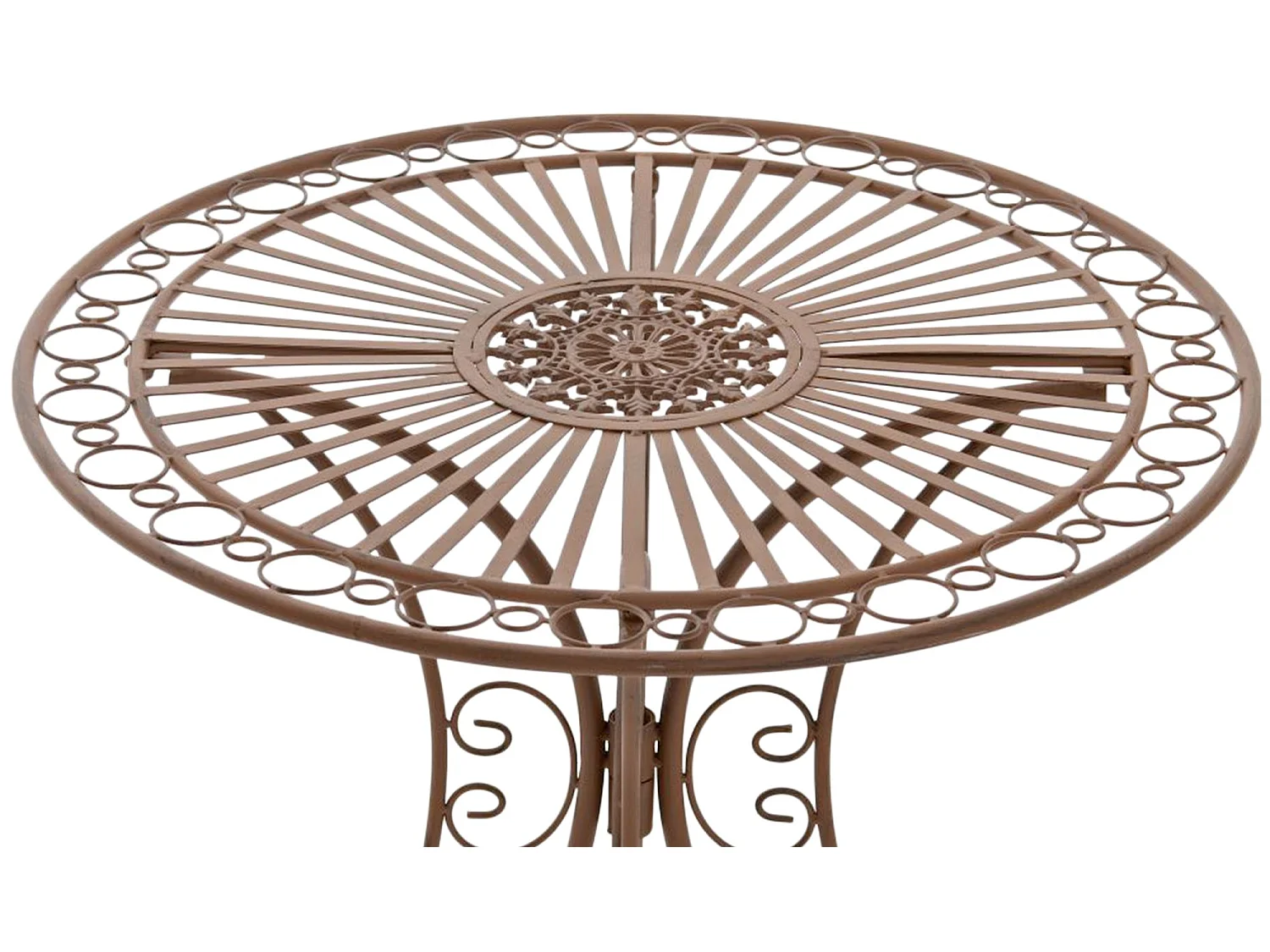Table d'appoint de jardin - rond Ø 70 cm - Métal - Marron antique - Hari
