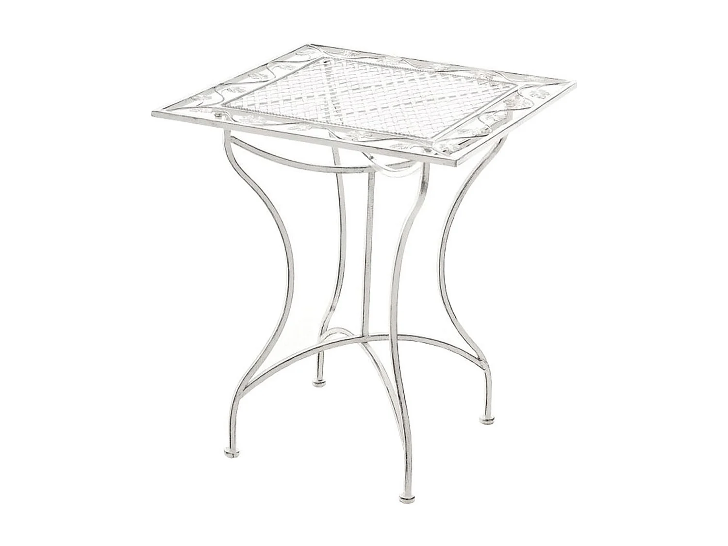 Table d'appoint de jardin - carré - Métal - 60 x 60 cm - Blanc antique - Asina