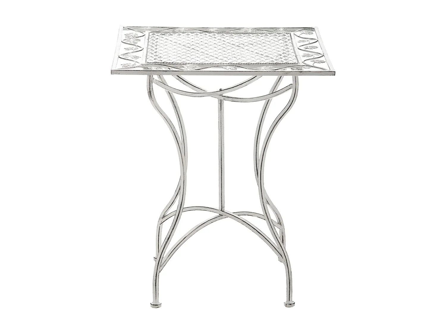 Table d'appoint de jardin - carré - Métal - 60 x 60 cm - Blanc antique - Asina