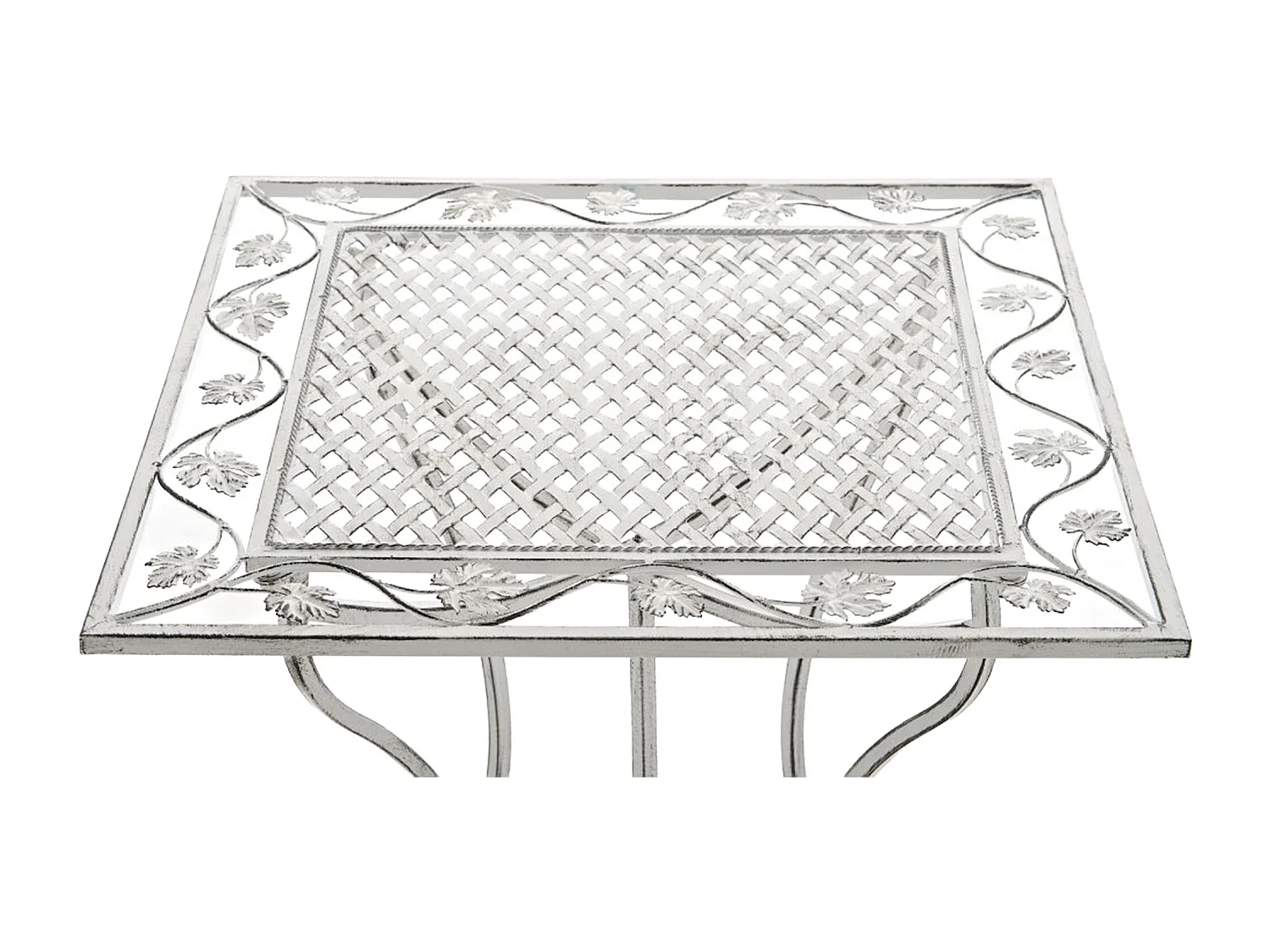 Table d'appoint de jardin - carré - Métal - 60 x 60 cm - Blanc antique - Asina