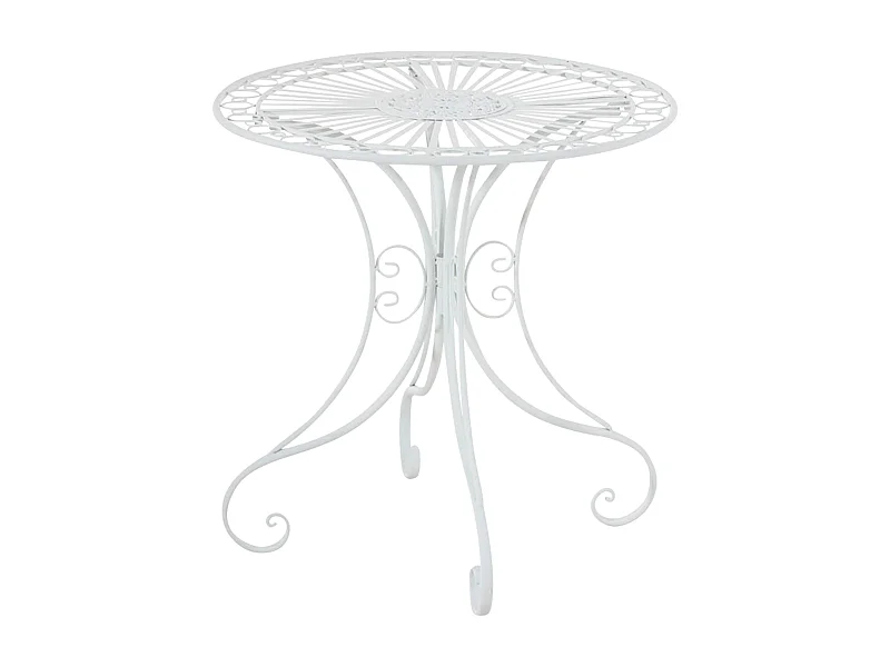 Table d'appoint de jardin - rond Ø 70 cm - Métal - Blanc - Hari