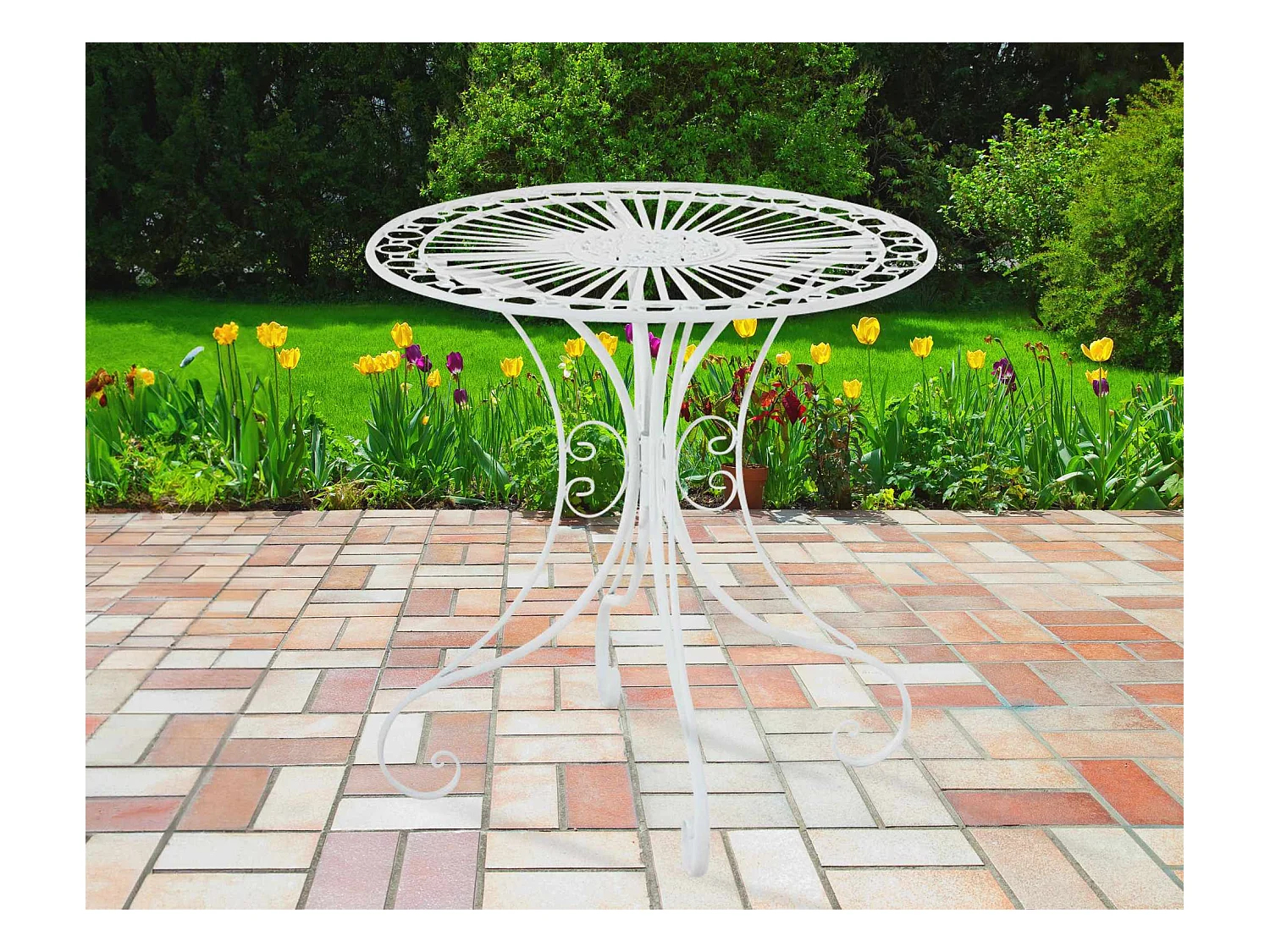 Bijzettafel tuin - rond Ø 70 cm - Metalen - Blanc - Hari