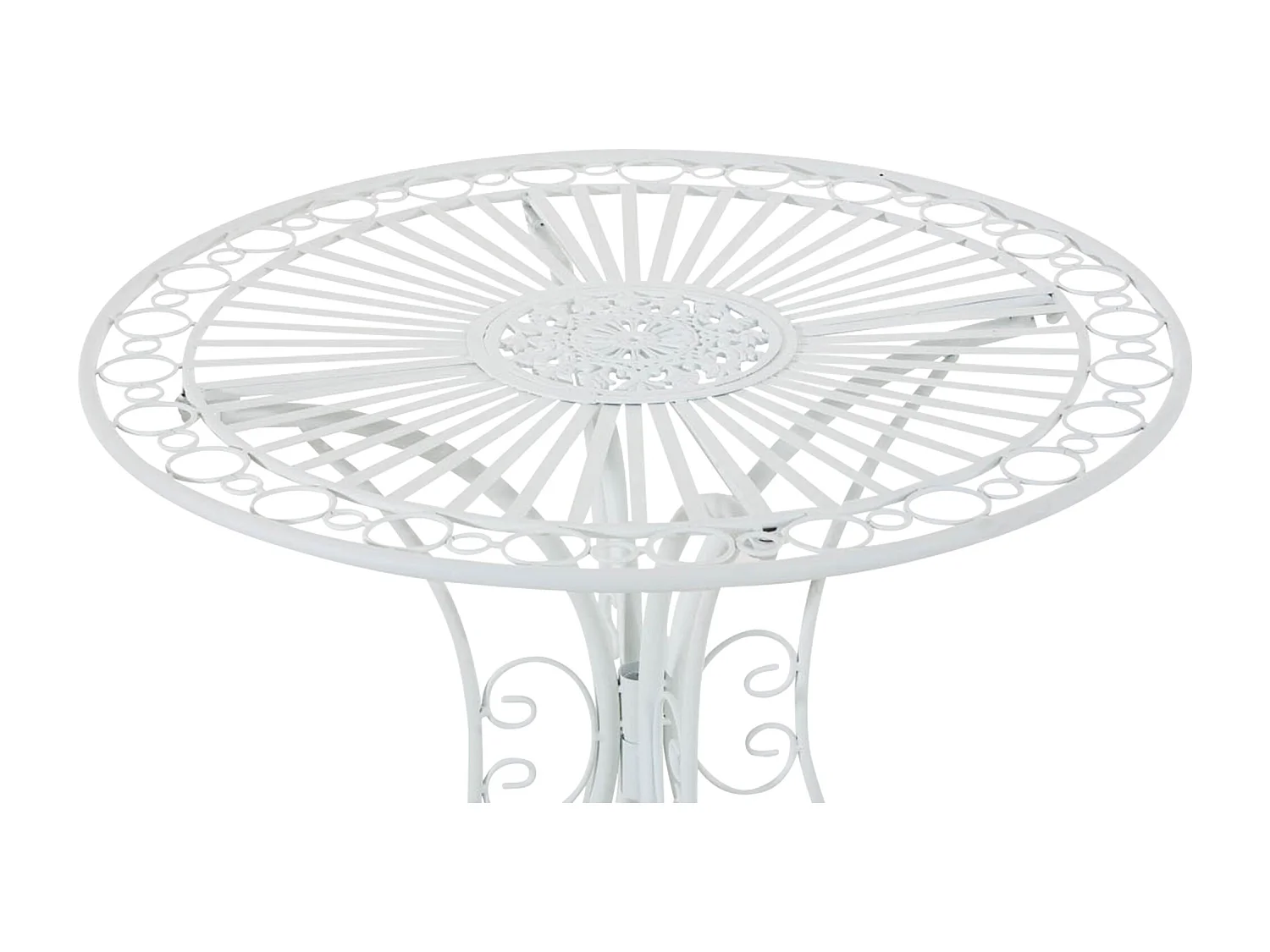 Table d'appoint de jardin - rond Ø 70 cm - Métal - Blanc - Hari