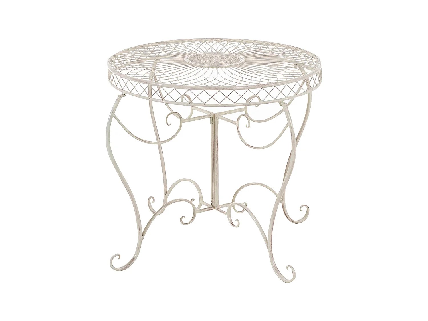 Table d'appoint de jardin - rund 90cm - Métal - Crème antique - Sheela