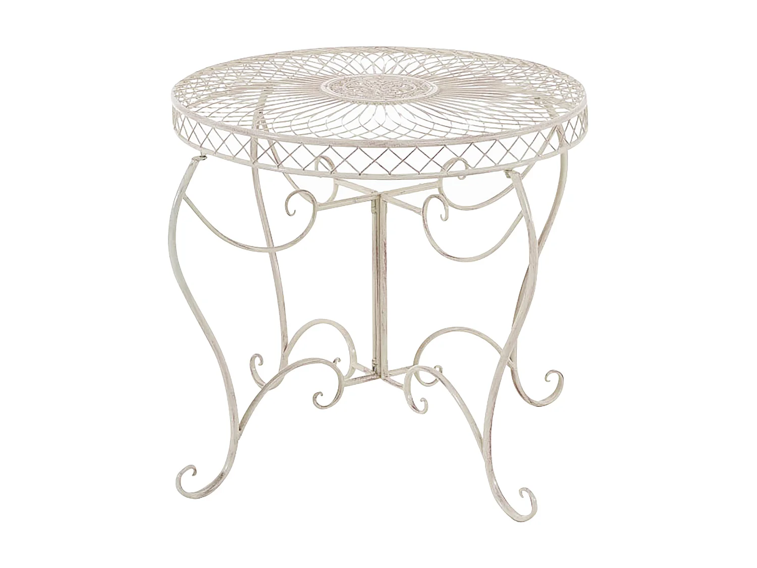 Table d'appoint de jardin - rund 90cm - Métal - Crème antique - Sheela