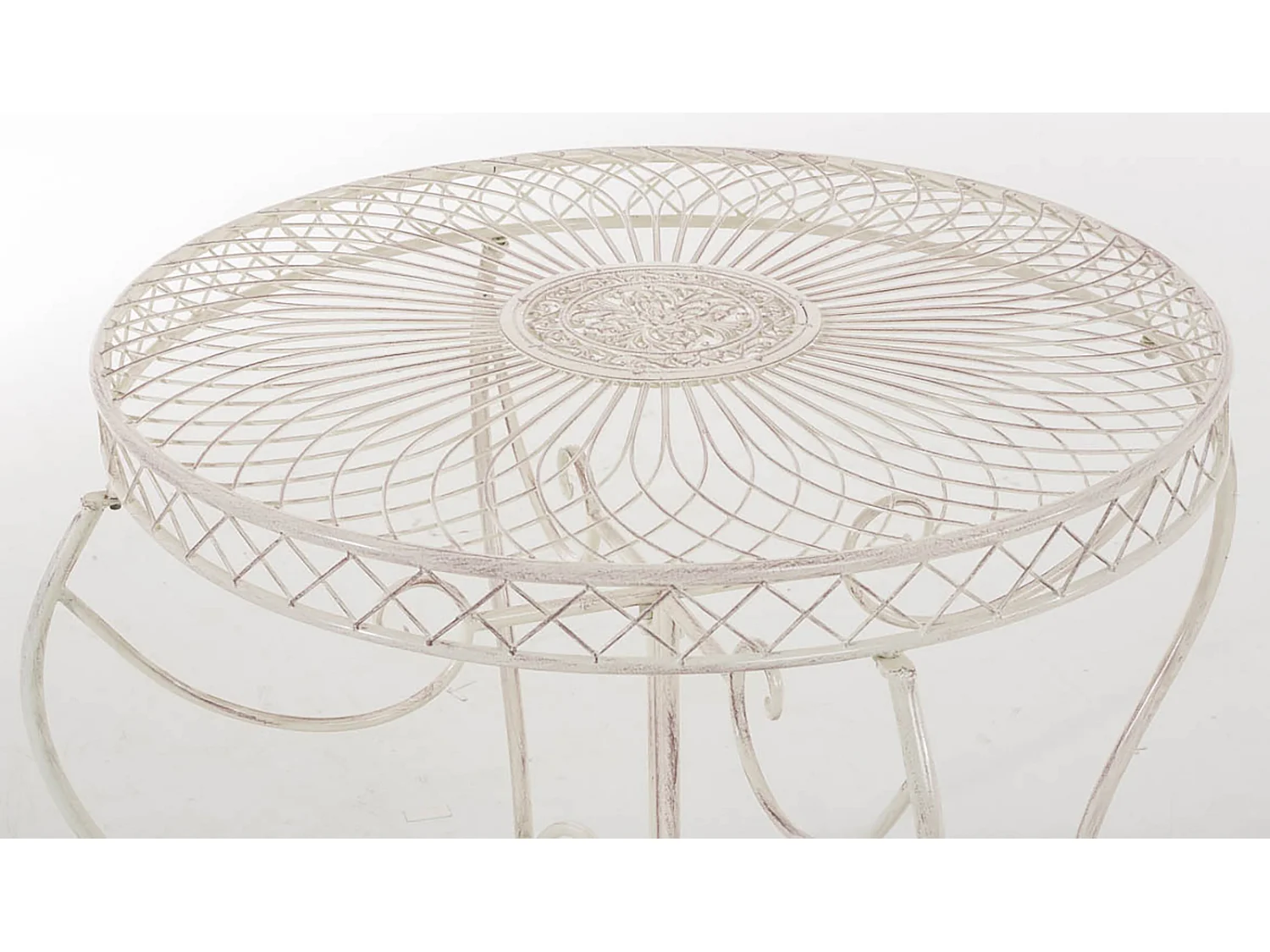 Table d'appoint de jardin - rund 90cm - Métal - Crème antique - Sheela