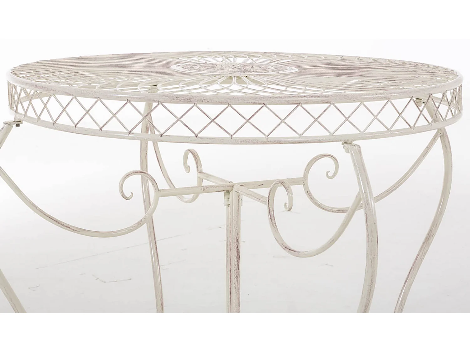 Table d'appoint de jardin - rund 90cm - Métal - Crème antique - Sheela