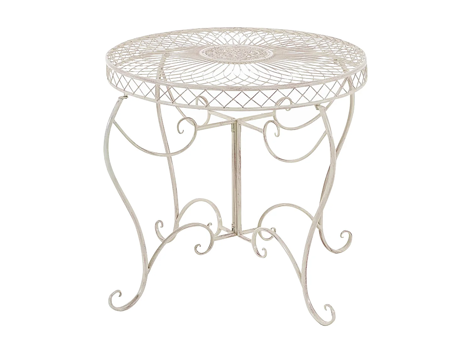 Table d'appoint de jardin - rond Ø 90 cm - Métal - Crème antique - Sheela