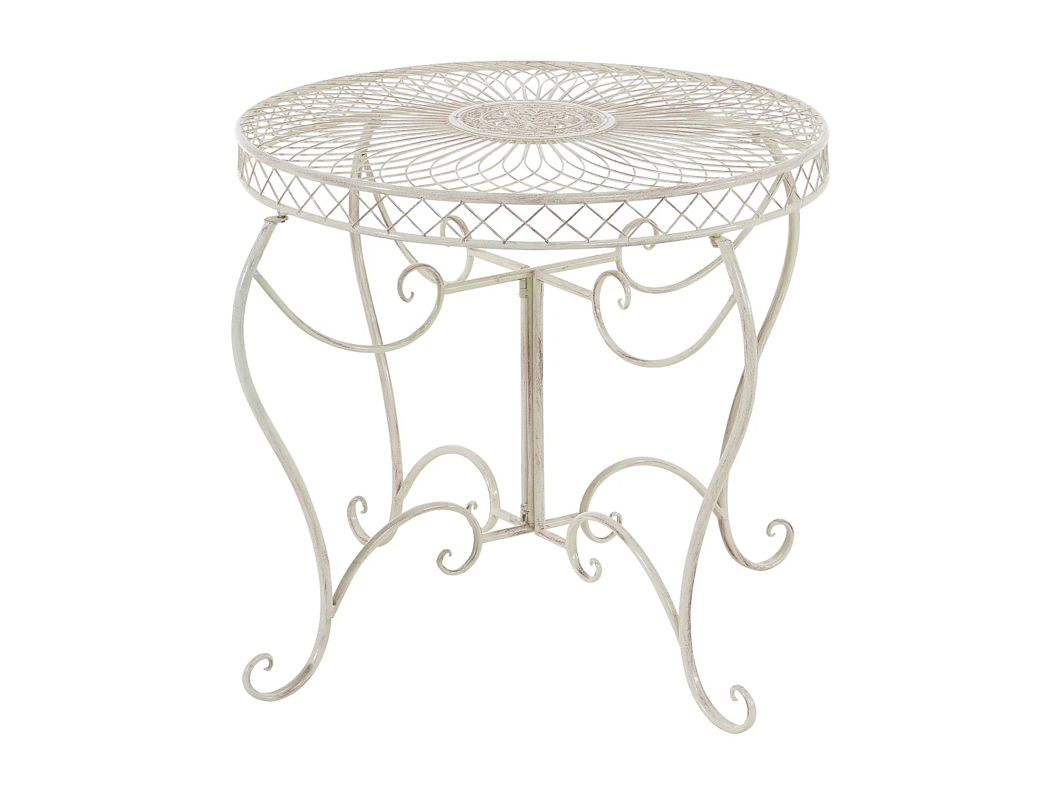 Table d'appoint de jardin - rond Ø 90 cm - Métal - Crème antique - Sheela