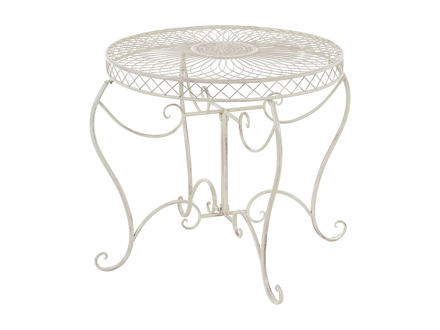 Table d'appoint de jardin - rond Ø 90 cm - Métal - Crème antique - Sheela