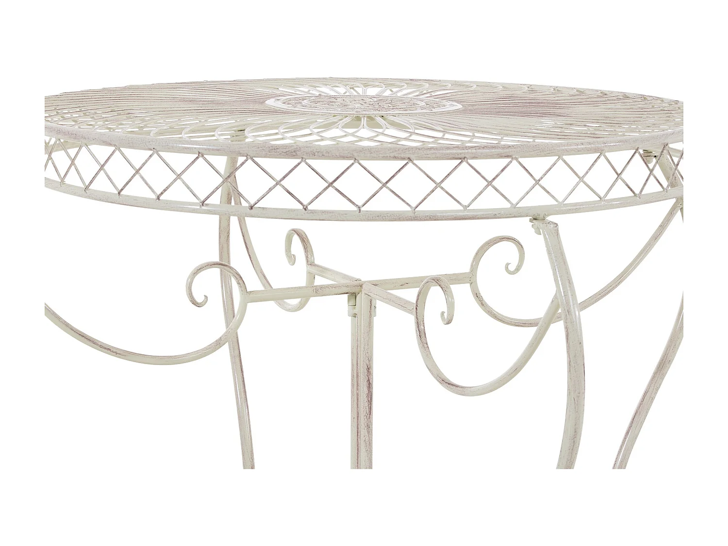 Table d'appoint de jardin - rond Ø 90 cm - Métal - Crème antique - Sheela