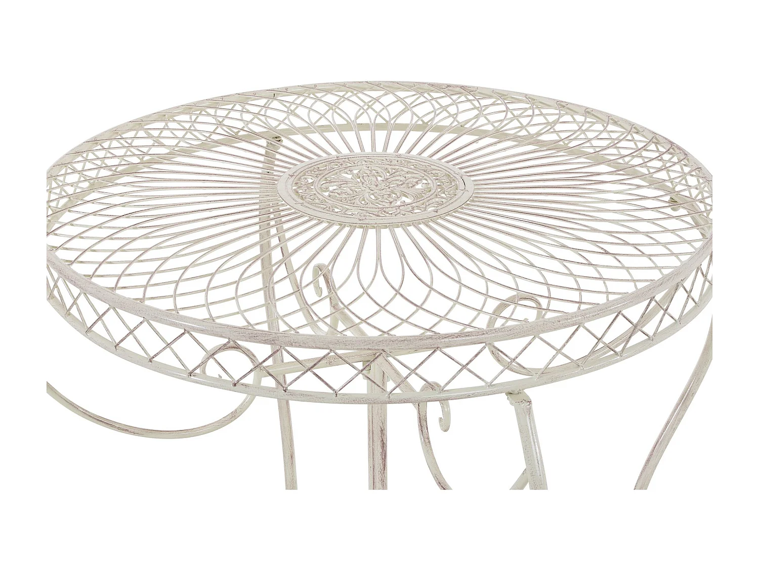 Table d'appoint de jardin - rond Ø 90 cm - Métal - Crème antique - Sheela