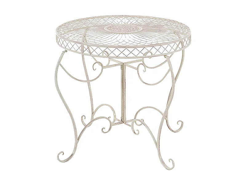 Table d'appoint de jardin - rund 90cm - Métal - Crème antique - Sheela