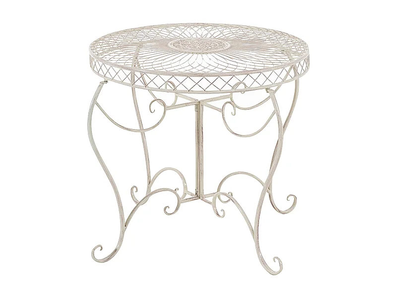 Table d'appoint de jardin - rond Ø 90 cm - Métal - Crème antique - Sheela