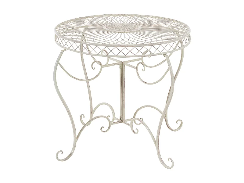 Table d'appoint de jardin - rond Ø 90 cm - Métal - Crème antique - Sheela