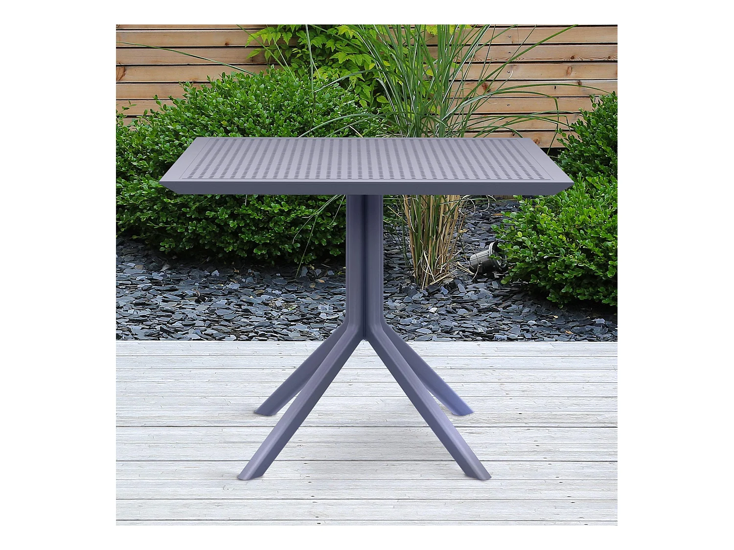 Bijzettafel tuin - vierkant - Kunststof - 80 x 80 cm - donkergrijs - Sky