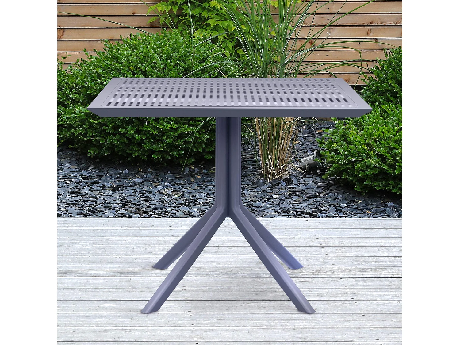 Table d'appoint de jardin - carré - Plastique - 80 x 80 cm - Gris foncé - Sky