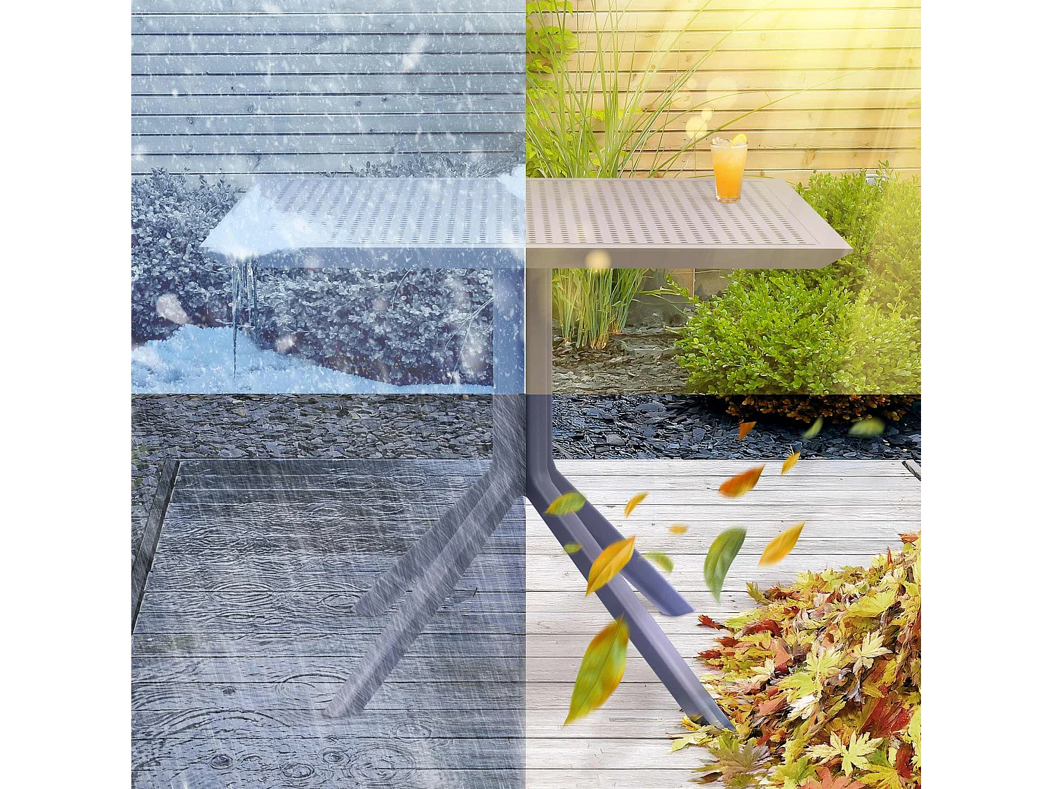 Table d'appoint de jardin - carré - Plastique - 80 x 80 cm - Gris foncé - Sky