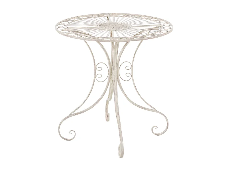 Table d'appoint de jardin - rond Ø 70 cm - Métal - Crème antique - Hari
