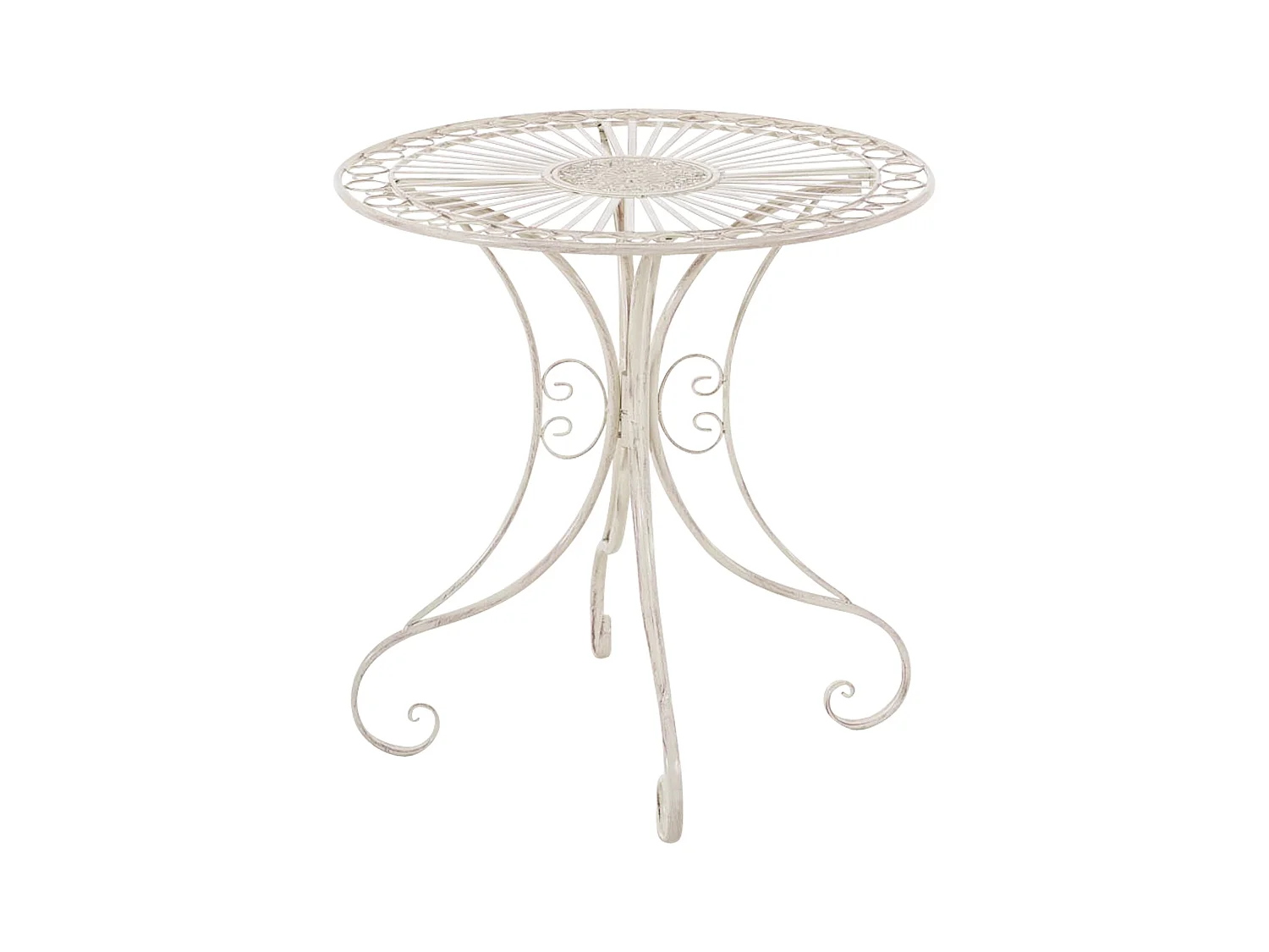Table d'appoint de jardin - rond Ø 70 cm - Métal - Crème antique - Hari