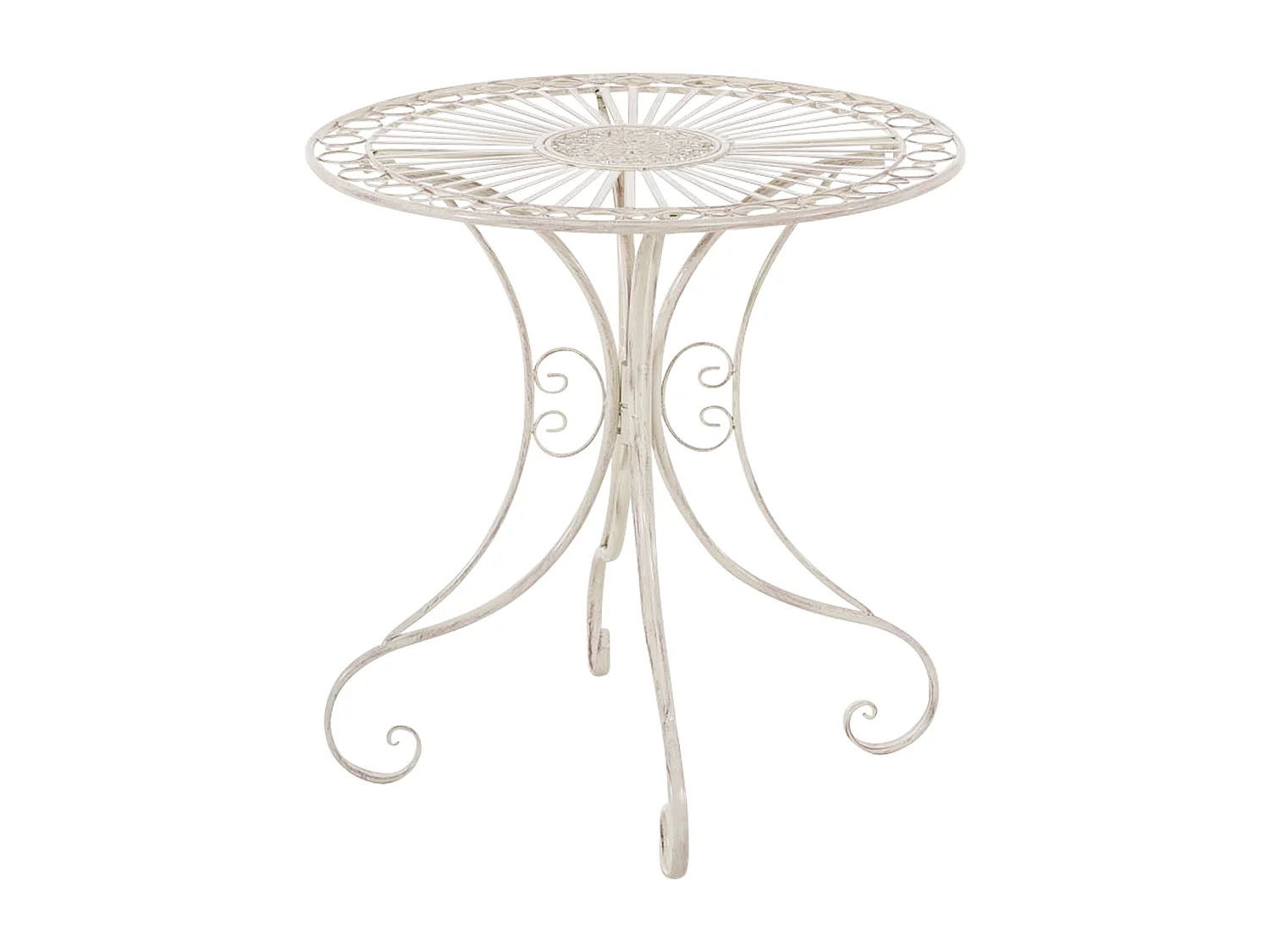 Table d'appoint de jardin - rond Ø 70 cm - Métal - Crème antique - Hari