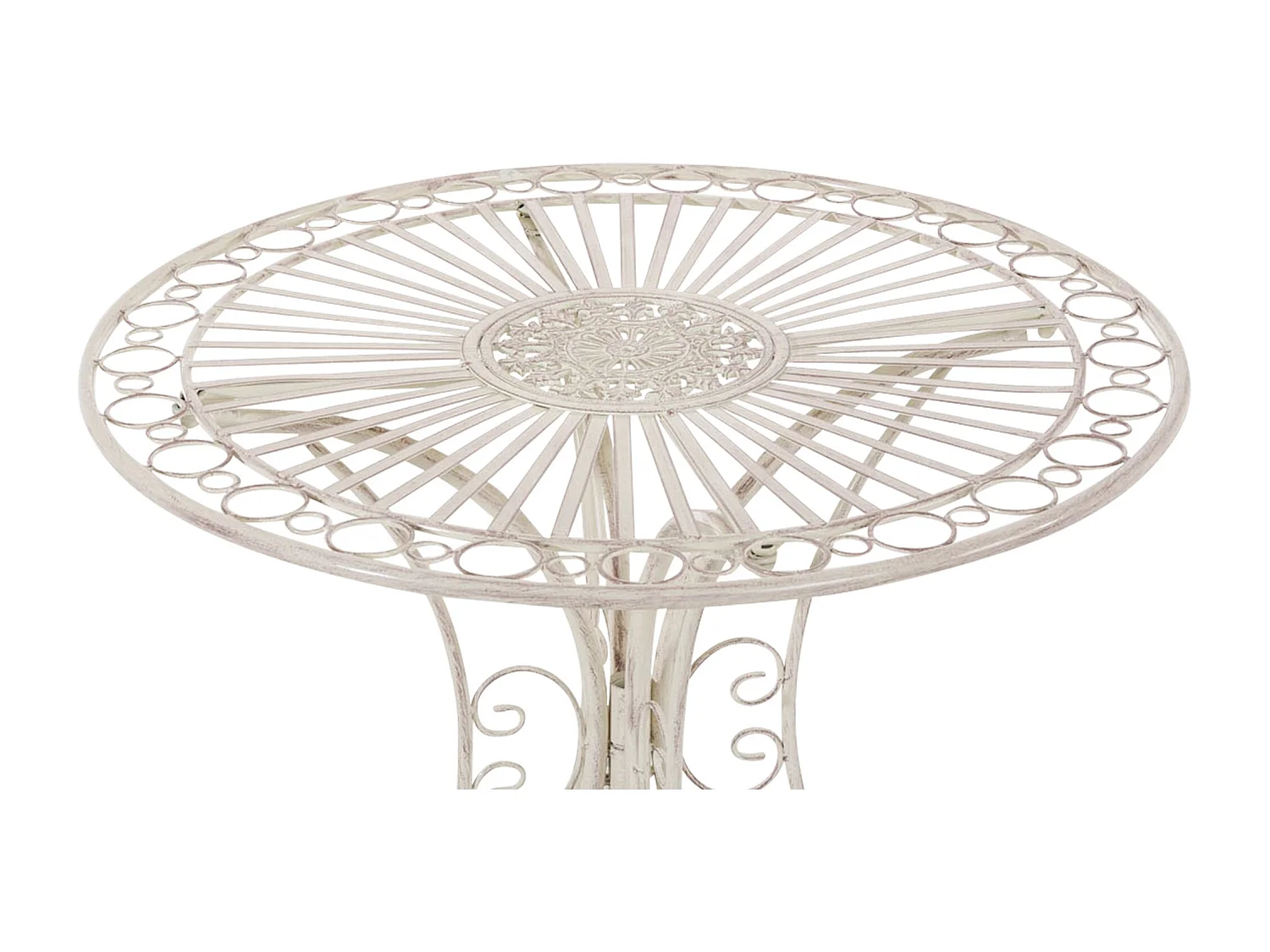 Table d'appoint de jardin - rond Ø 70 cm - Métal - Crème antique - Hari