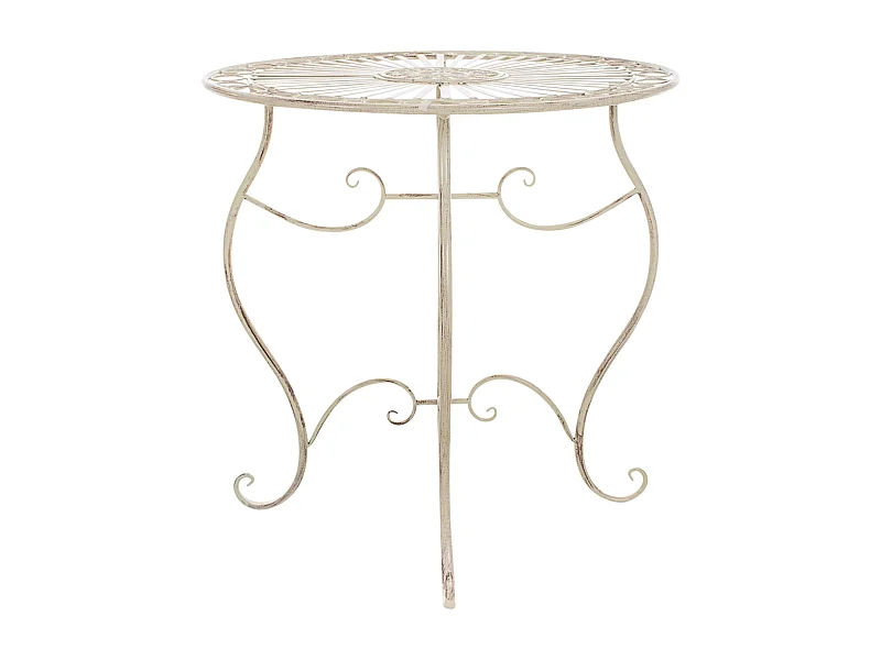Table d'appoint de jardin - rond Ø 70 cm - Métal - Crème antique - Indra