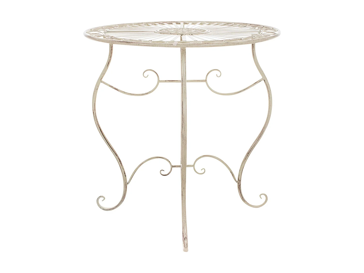 Gartenbeistelltisch - rund Ø 70 cm - Metall - Crème antique - Indra