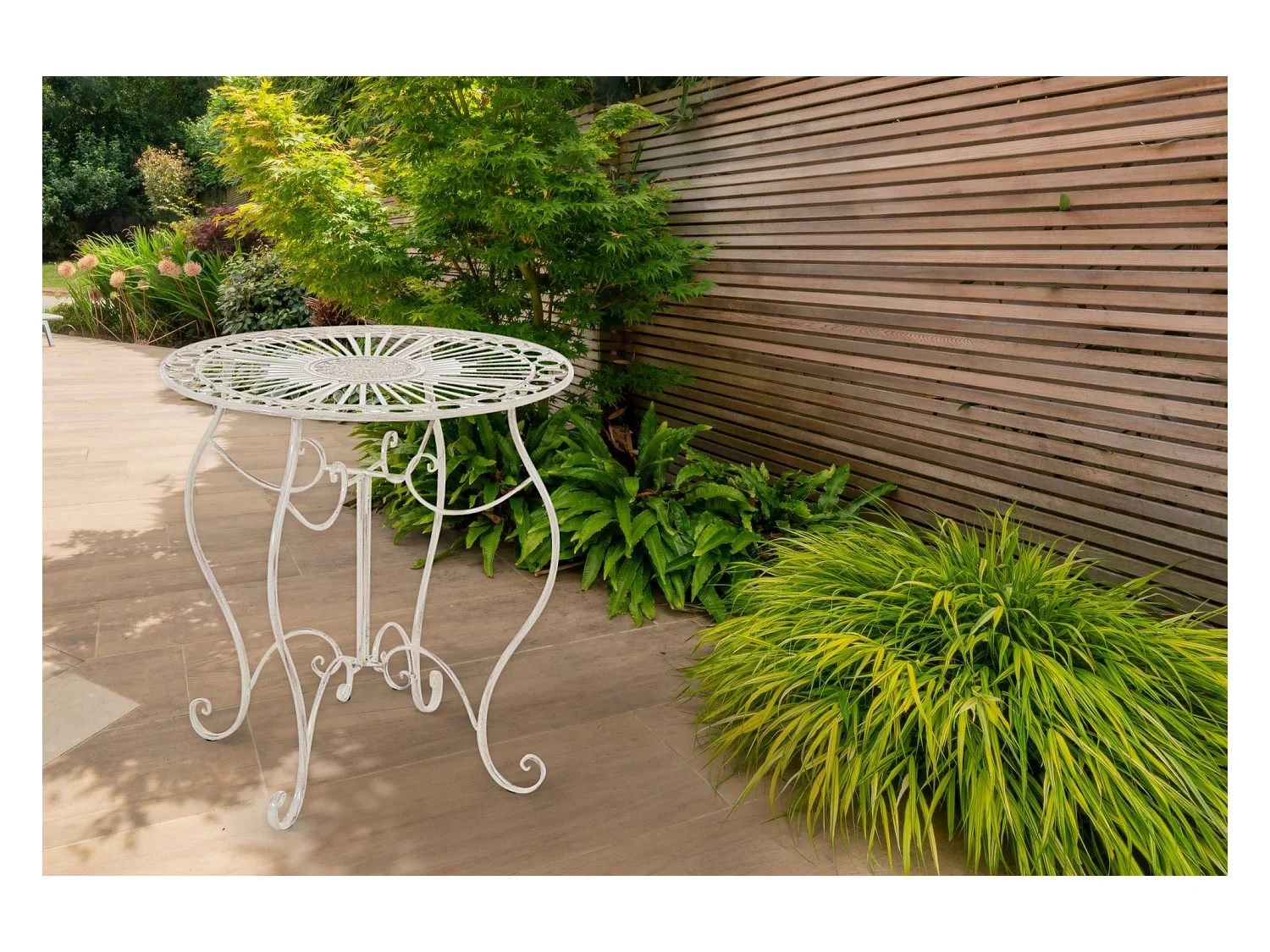 Gartenbeistelltisch - rund Ø 70 cm - Metall - Crème antique - Indra