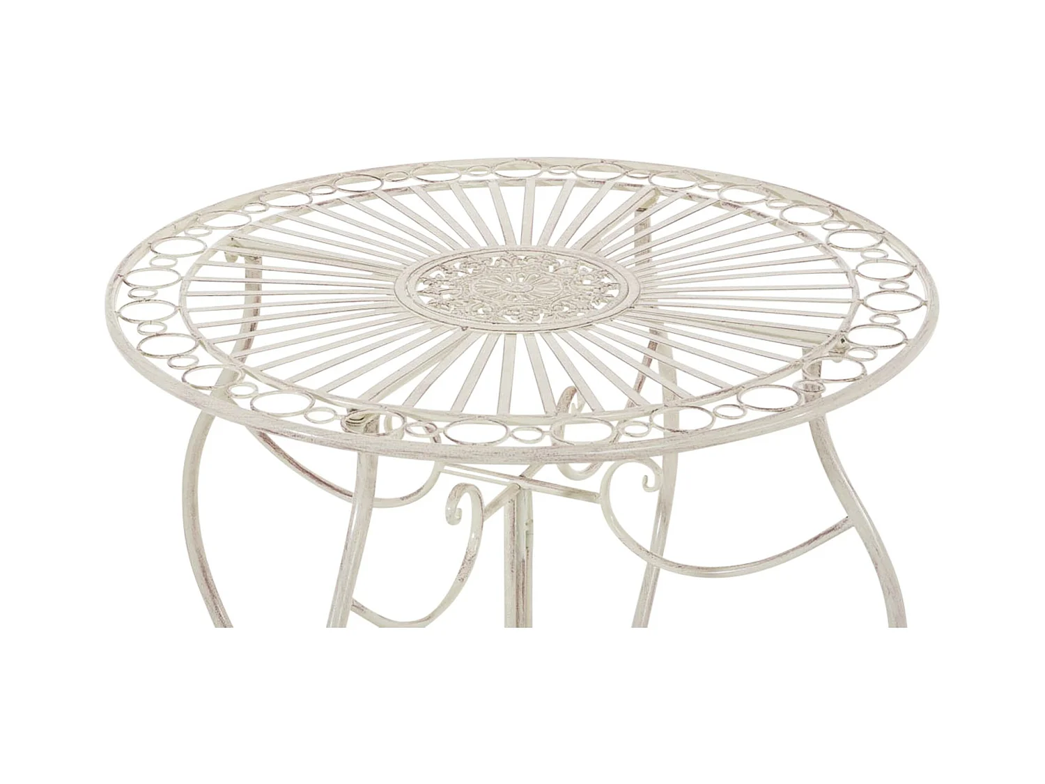 Gartenbeistelltisch - rund Ø 70 cm - Metall - Crème antique - Indra