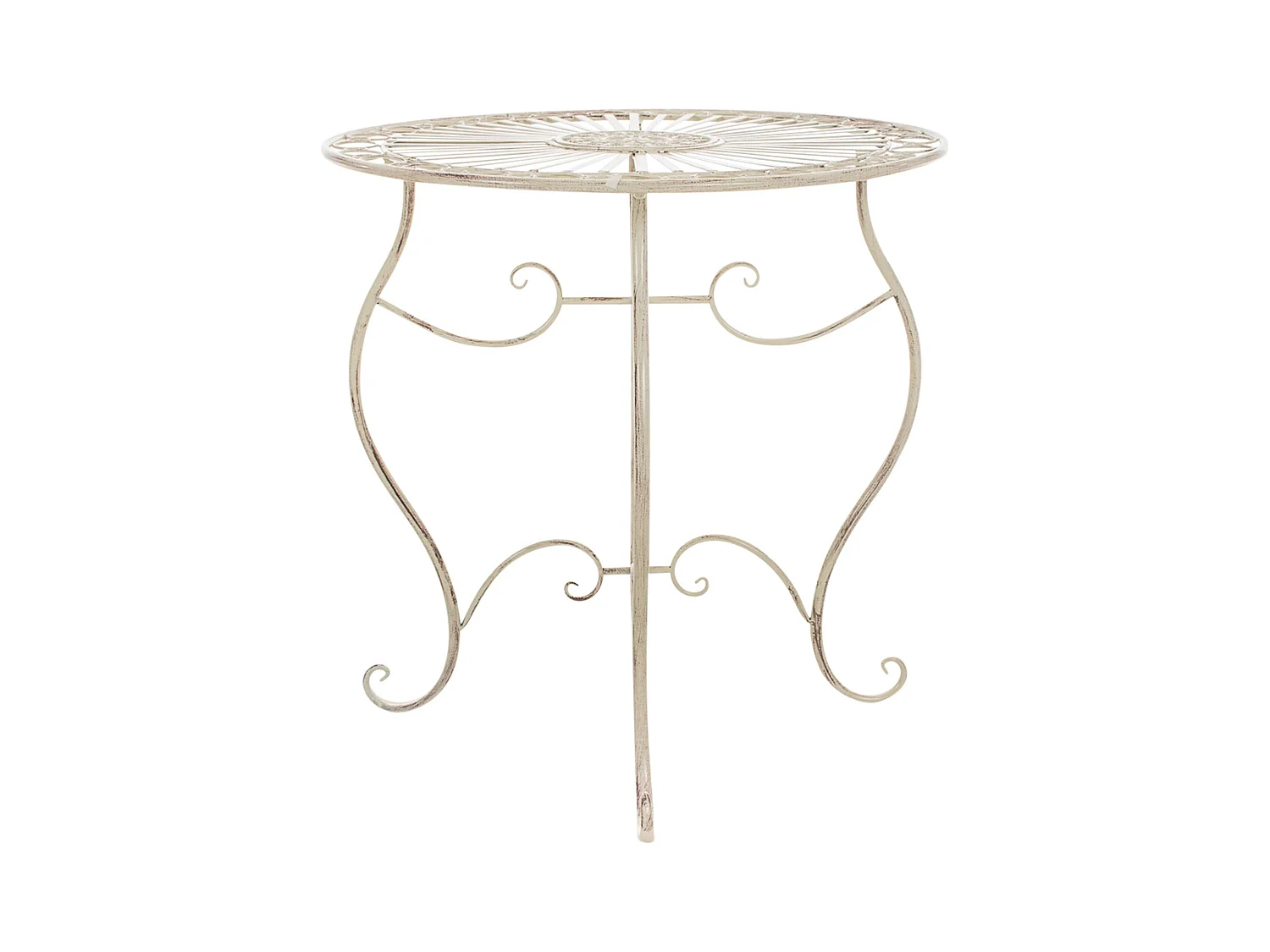 Table d'appoint de jardin - rond Ø 70 cm - Métal - Crème antique - Indra