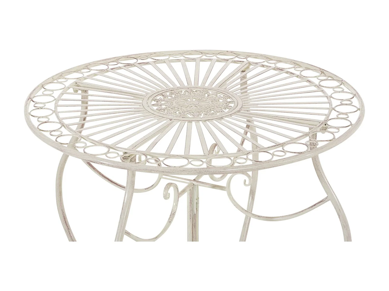 Table d'appoint de jardin - rond Ø 70 cm - Métal - Crème antique - Indra