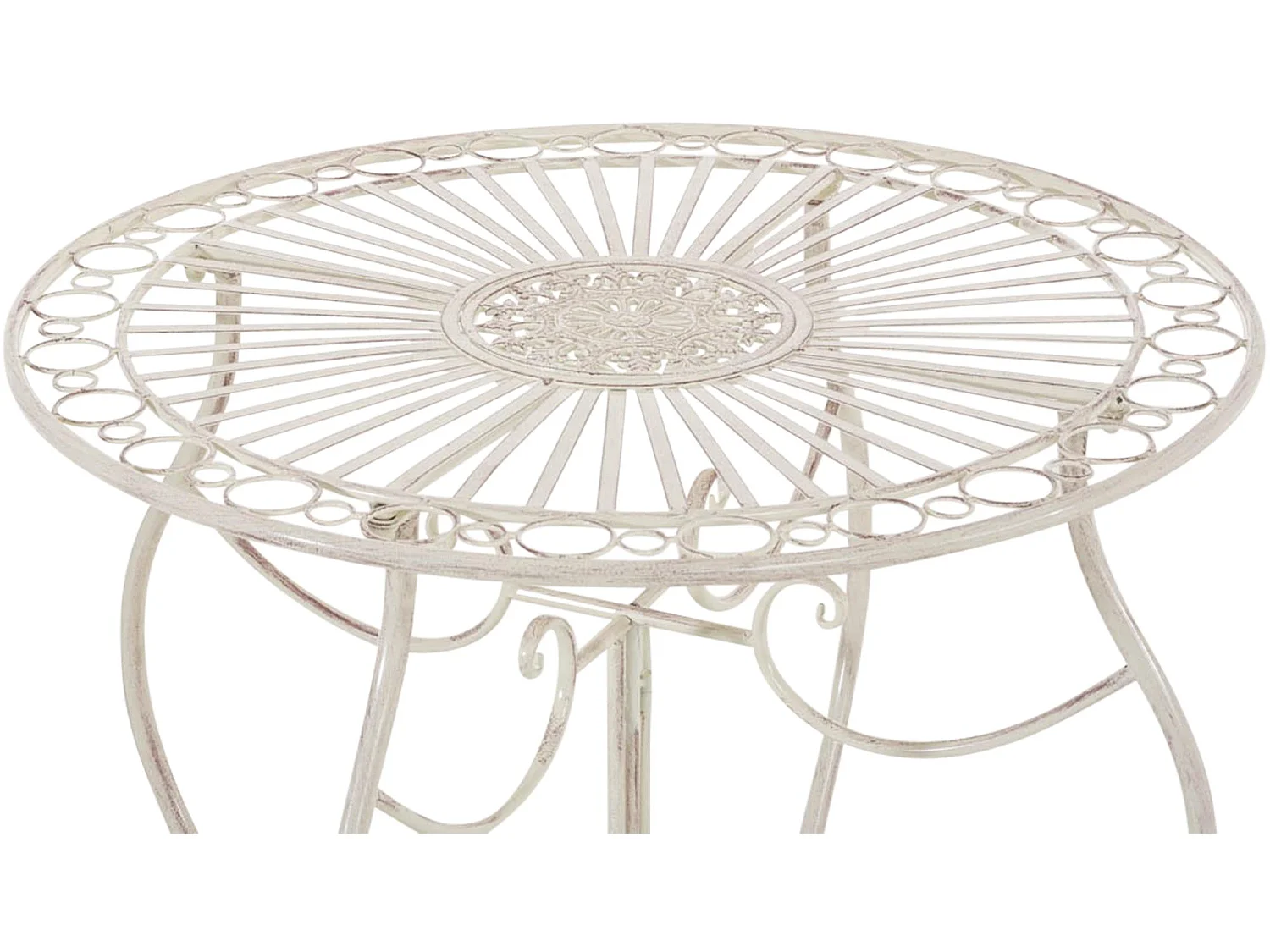 Table d'appoint de jardin - rond Ø 70 cm - Métal - Crème antique - Indra