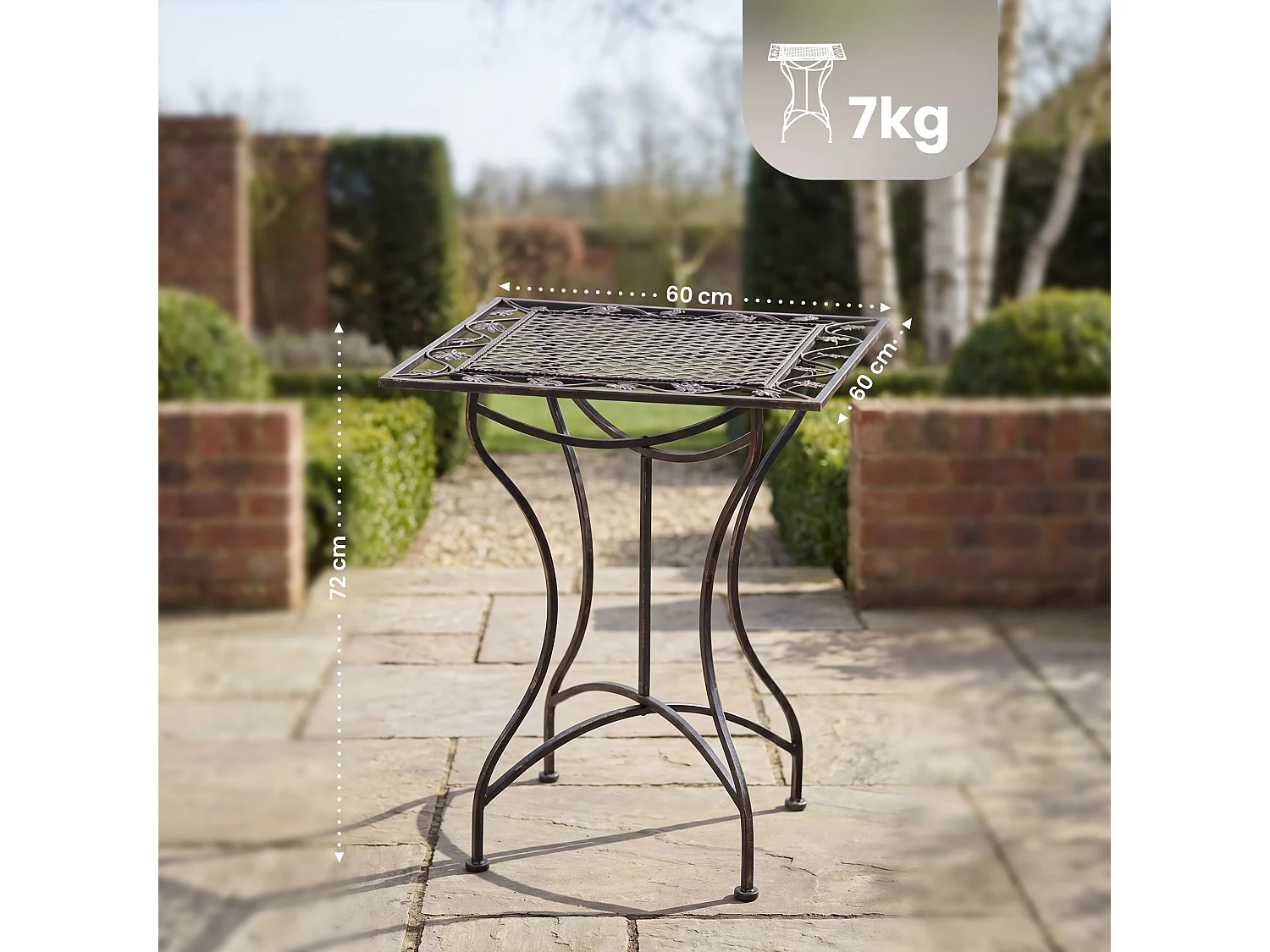 Table d'appoint de jardin - carré - Métal - 60 x 60 cm - Bronze - Asina