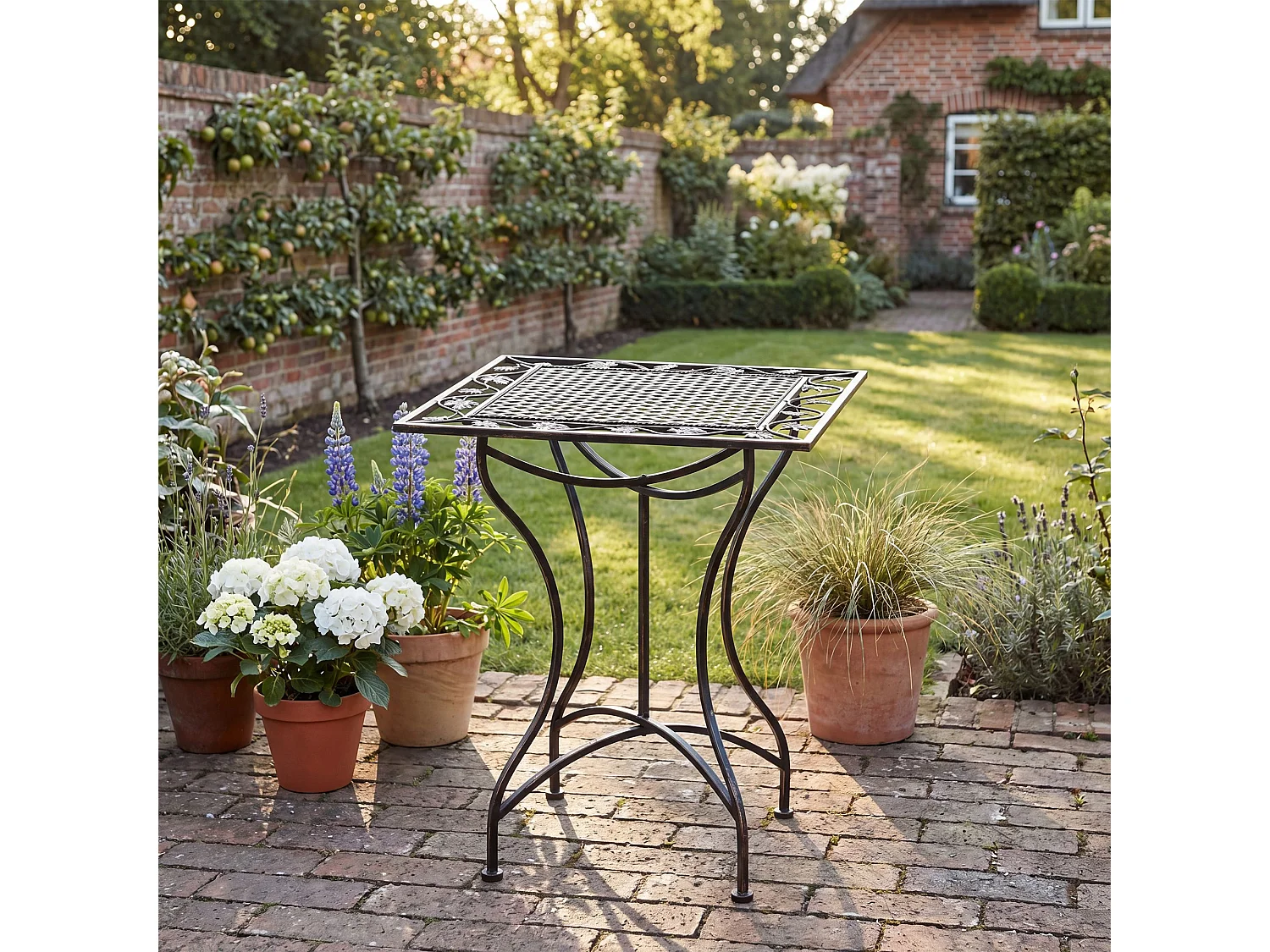 Table d'appoint de jardin - carré - Métal - 60 x 60 cm - Bronze - Asina