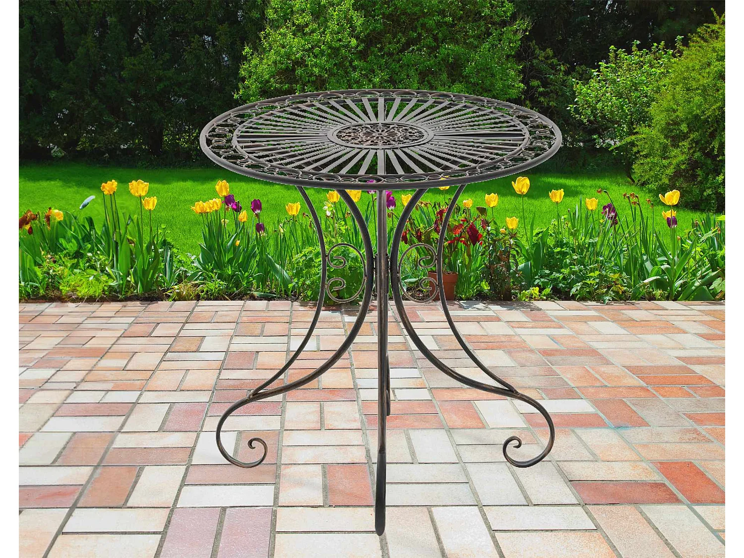 Bijzettafel tuin - rond Ø 70 cm - Metalen - Bronze - Hari