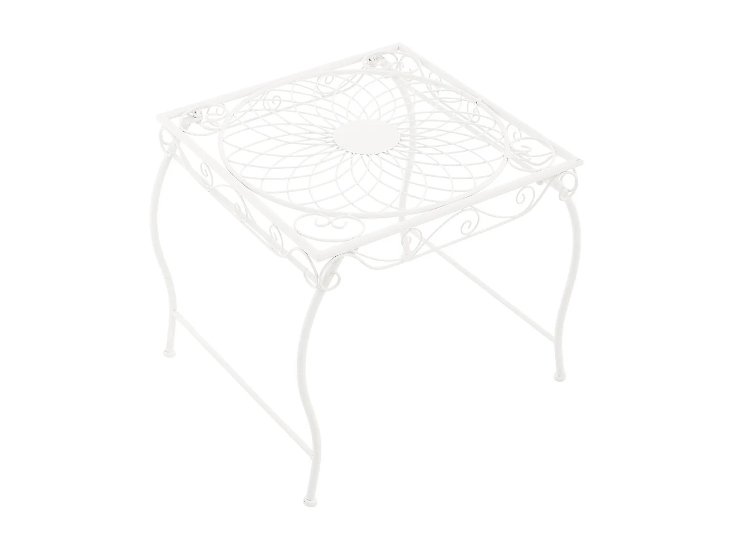 Table d'appoint de jardin - carré - Métal - 49 x 45 cm - Blanc - Zarina