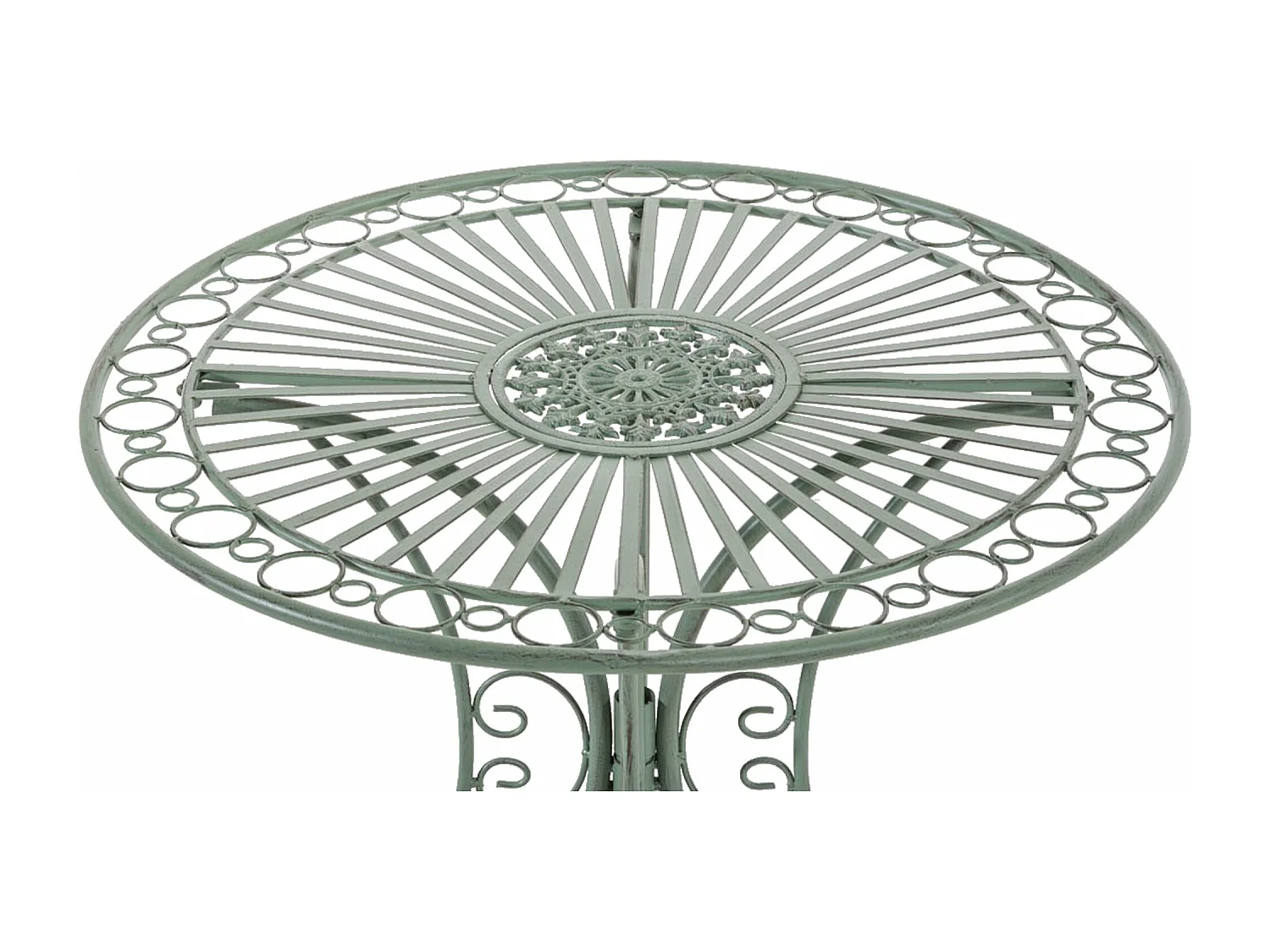 Table d'appoint de jardin - rond Ø 70 cm - Métal - Vert antique - Hari