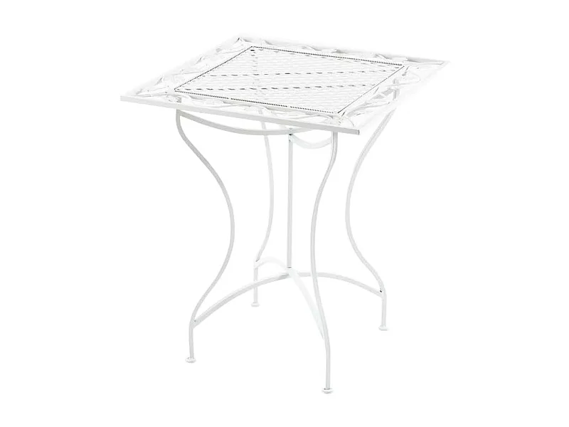 Table d'appoint de jardin - carré - Métal - 60 x 60 cm - Blanc - Asina