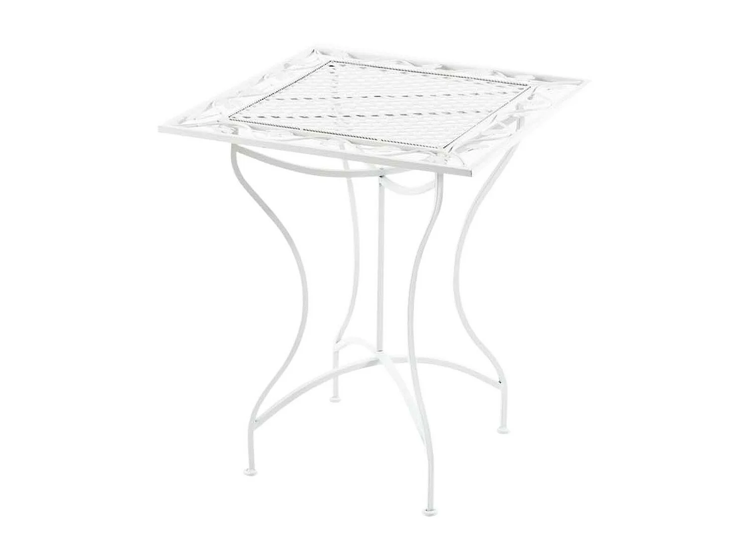 Table d'appoint de jardin - carré - Métal - 60 x 60 cm - Blanc - Asina