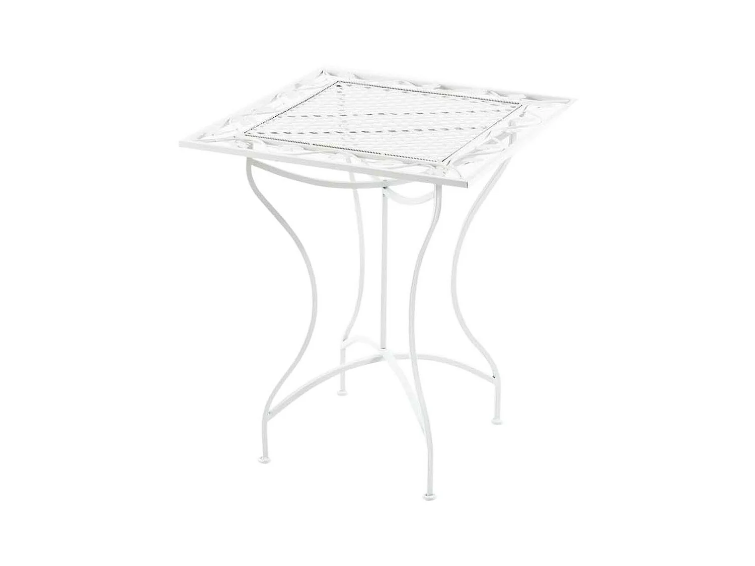 Table d'appoint de jardin - carré - Métal - 60 x 60 cm - Blanc - Asina