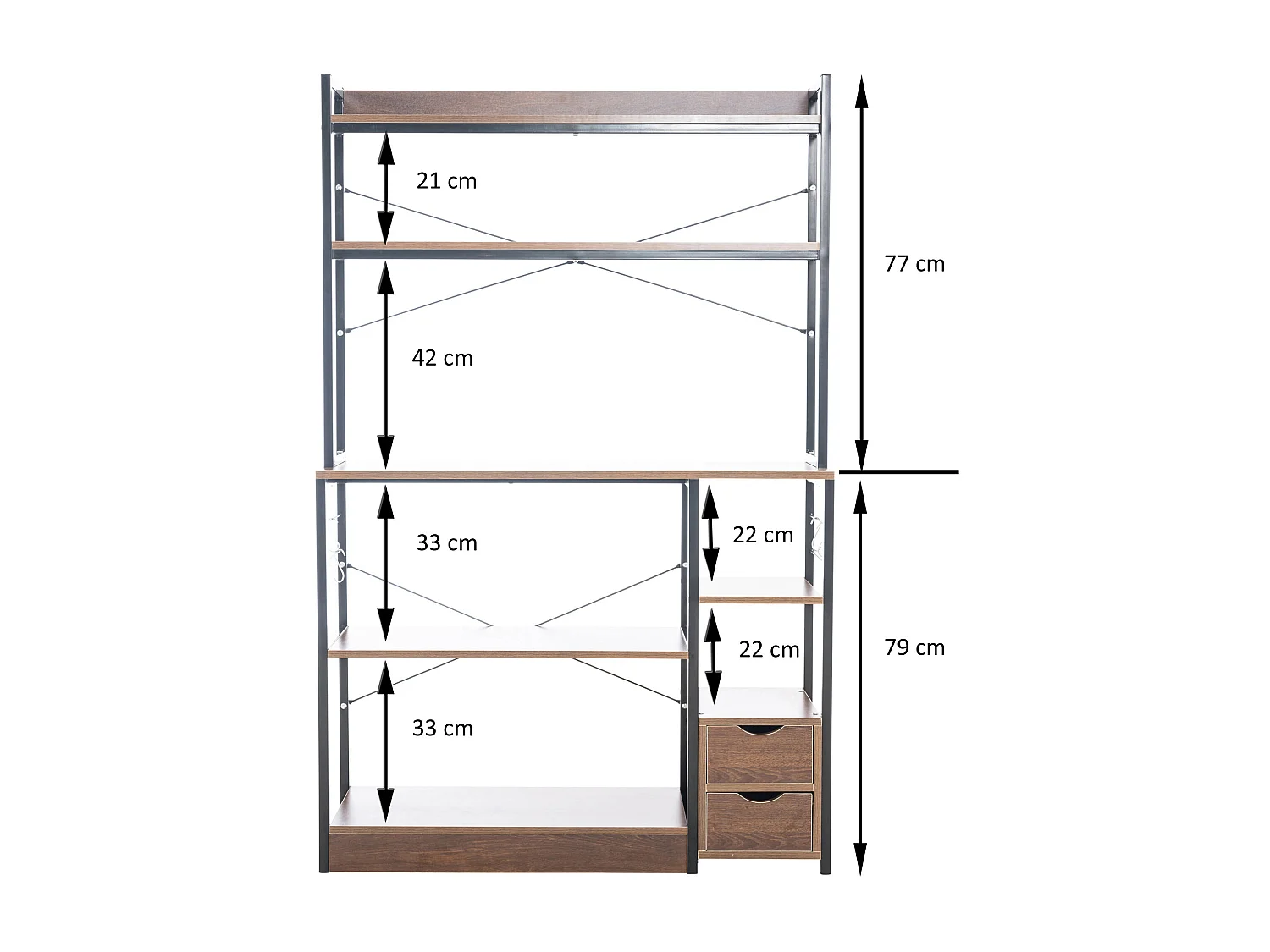Keukenrek - Hout - 100 x 30 x 156cm - walnoot - Fehring