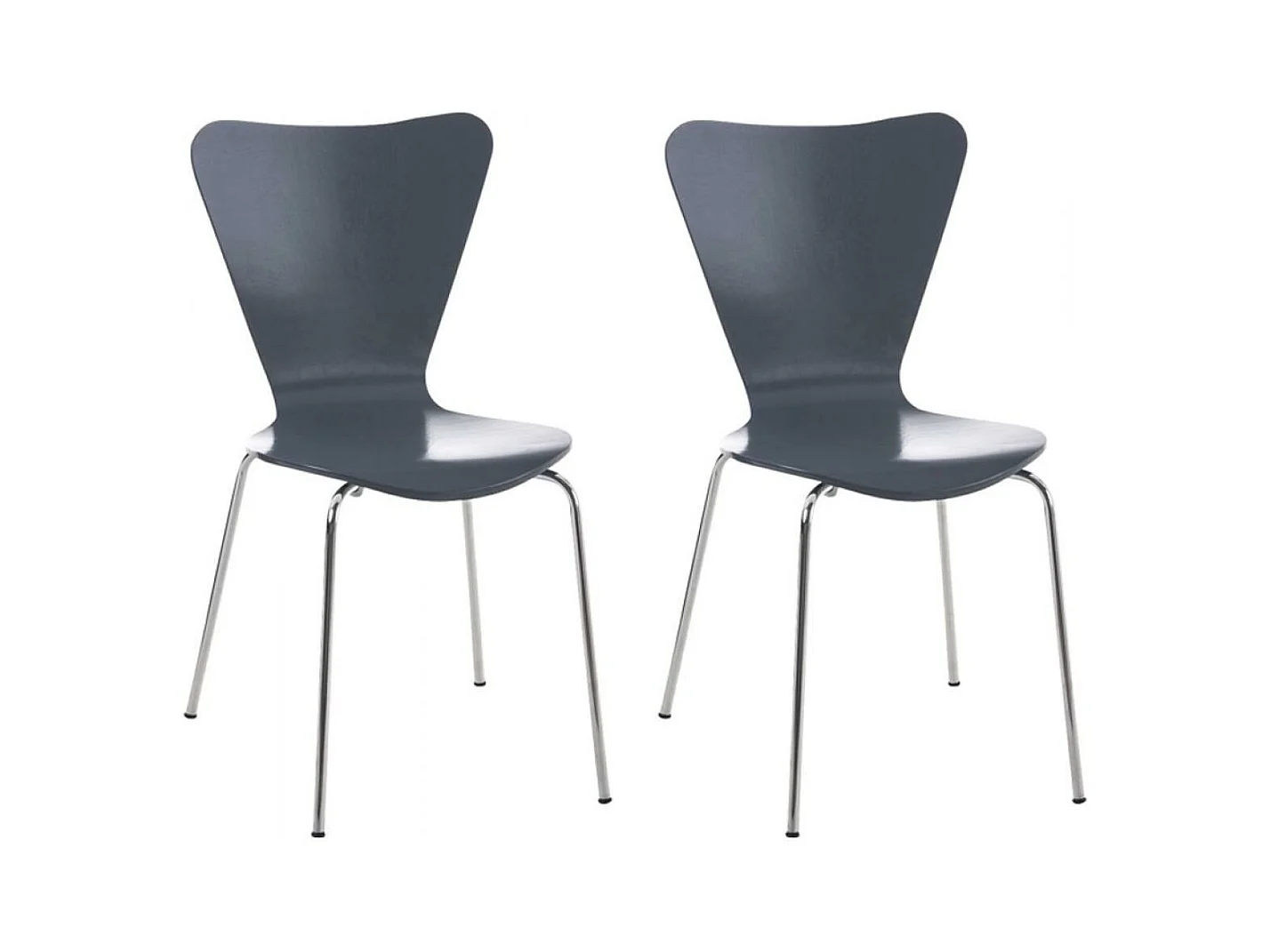 Lot de 2  Chaise de conférence - Bois & Blanc - Gris - Calisto
