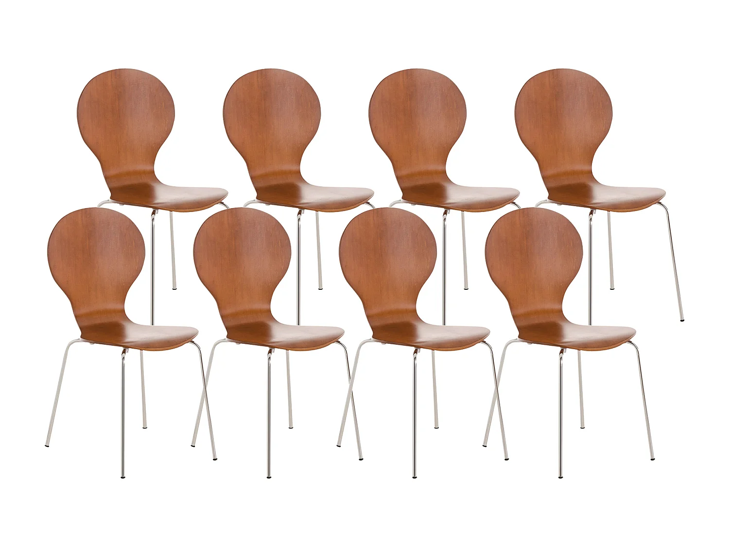 Lot de 8  Chaise de conférence - Bois - Marron - DIEGO