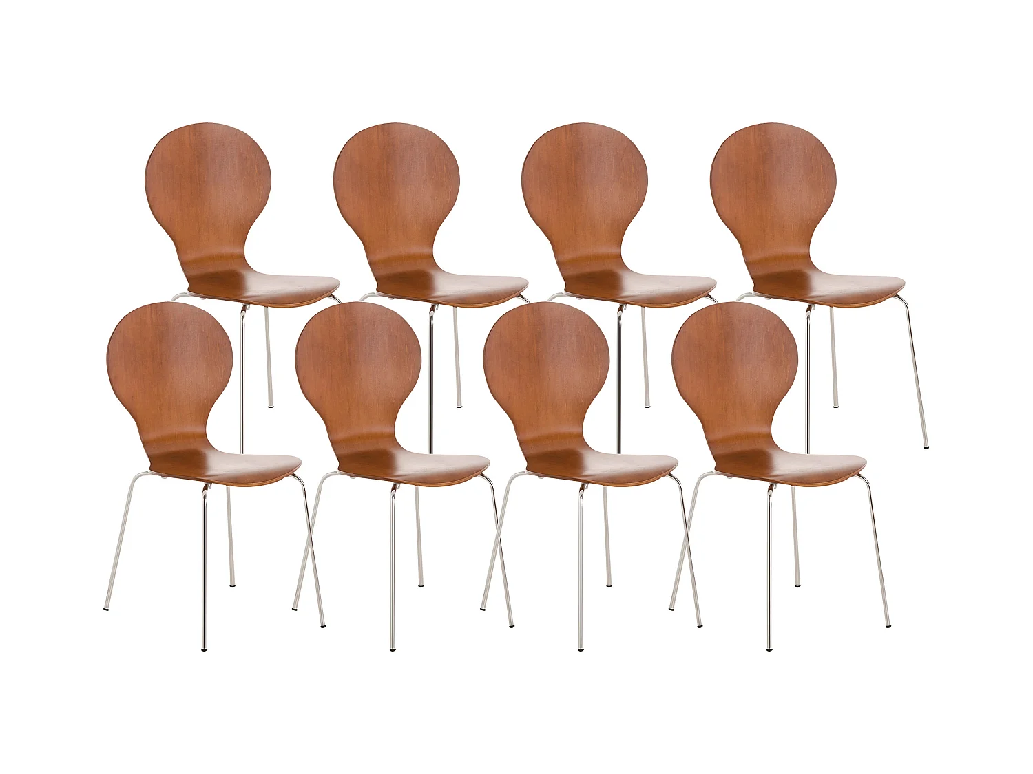 Lot de 8  Chaise de conférence - Bois - Marron - DIEGO