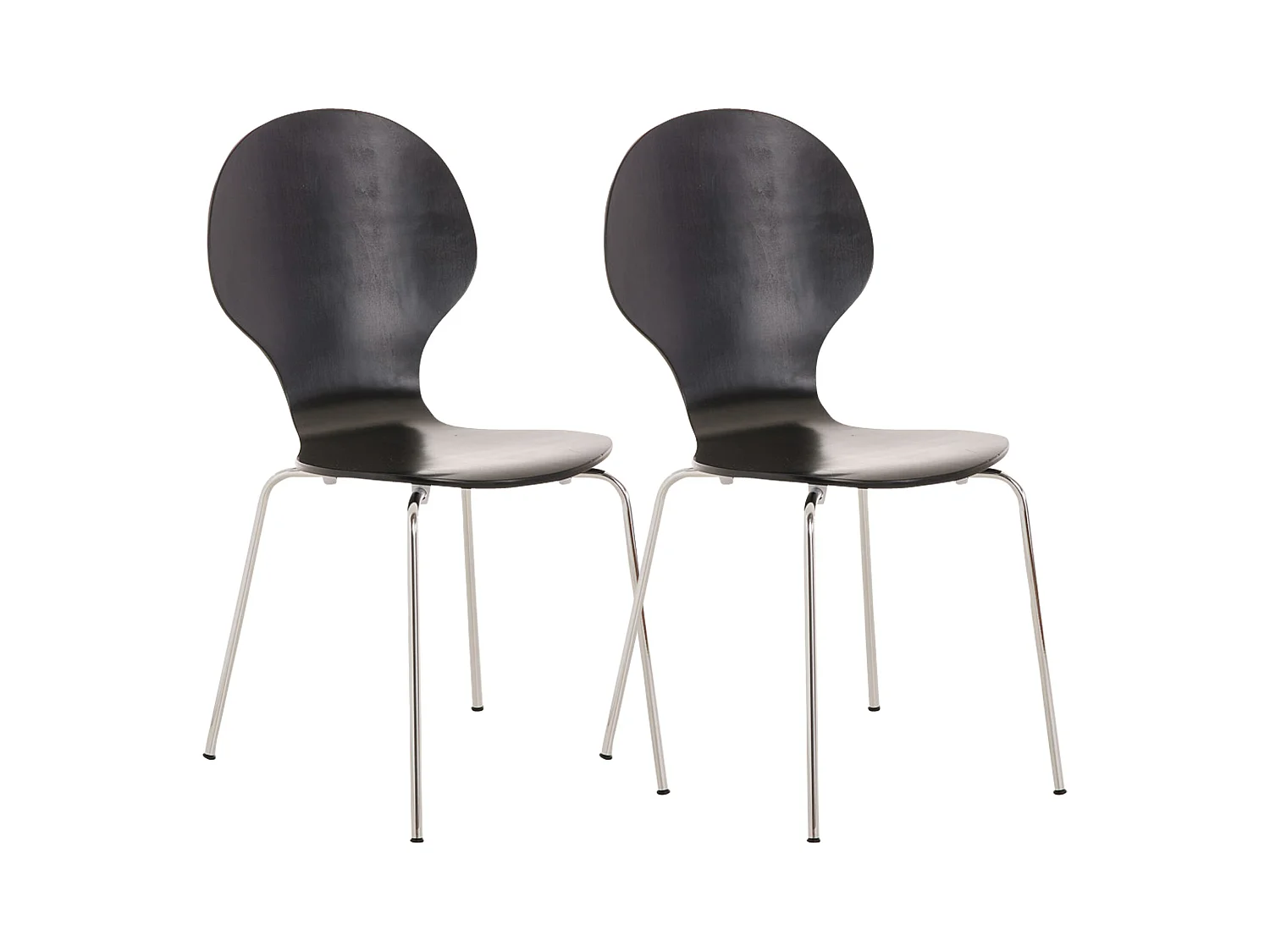 Lot de 2  Chaise de conférence - Bois - Noir - DIEGO